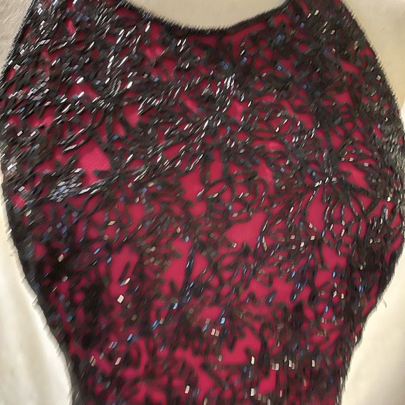 Vintage Gothic 🥀 red SILK gown with heavy black beading - Picture 12 of 16